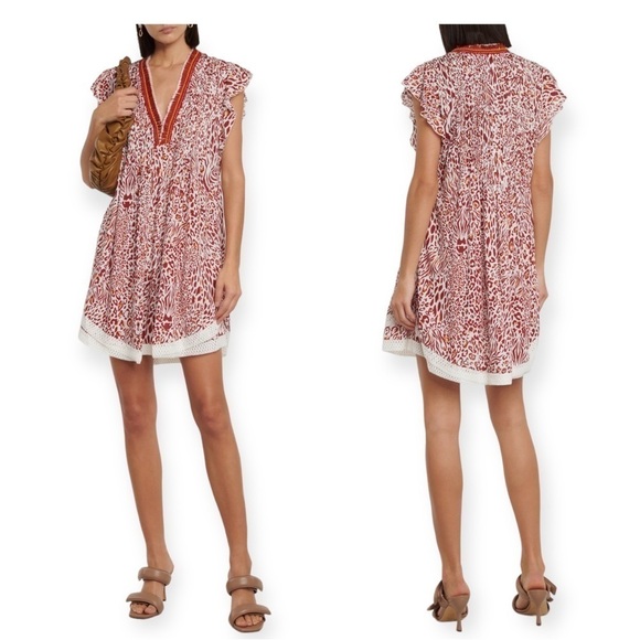 Poupette St Barth Sasha‎ Mini Dress in Leopard Print Size XS, New with Tags - Picture 1 of 15
